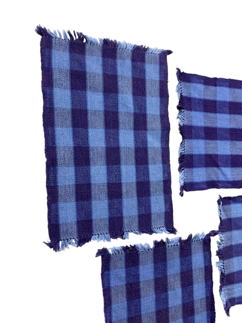 Set of 4 20 x 13 Inch Placemats Blue Buffalo Check Plaid Table Linens