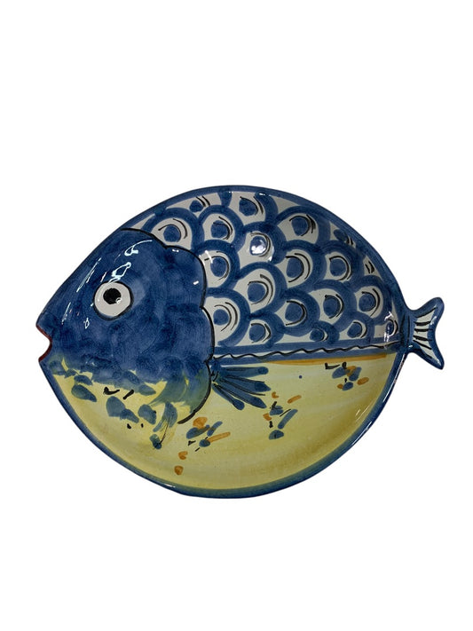 Vietri Fish Fish Blue 10 Inch Oval Dish Italy Pottery F 1990s