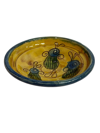 Signed Art Pottery Bowl 6 Inch Pedestal Bowl Vintage Abstract