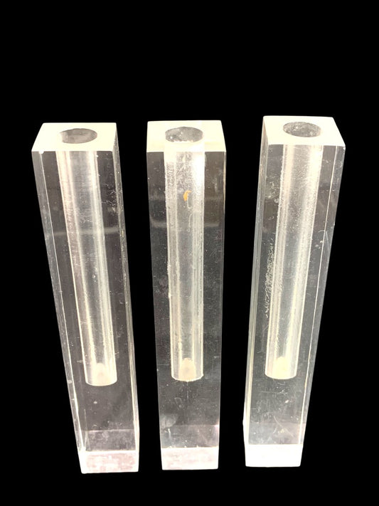 Vintage Minimalist Acrylic Bud Vase Columns 6 Inch Set of 3