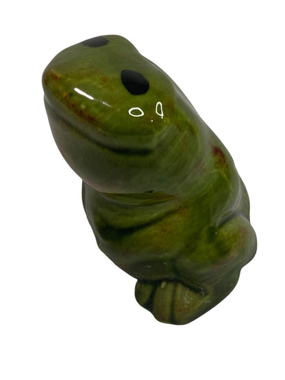 Vintage Handpainted Ceramic 3 Inch Frog Figurine Green 1978