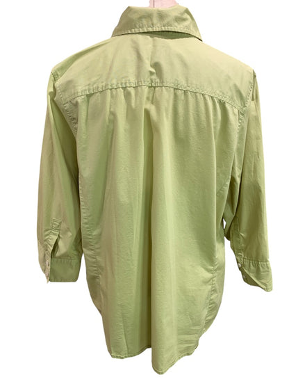 20W Merona Womens Yellow Green Button Up Shirt 3/4 Sleeve