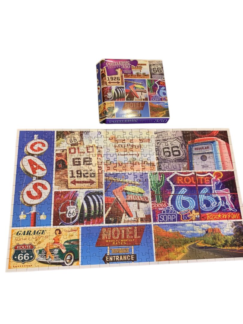 Puzzlebug De Lux 350 Piece Puzzle 20 x 12 Inch Route 66 Theme