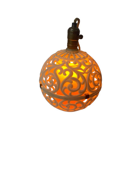 Hard Plastic MidCentury Light Fixture Hanging Plug in Working