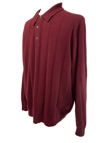 XL Tasso Elba Mens Cashmere Sweater Collared Burgundy