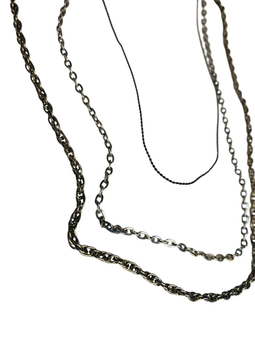 3 Vintage Silvertone Chain Necklaces Spring Clasps 16 22 24 Inch