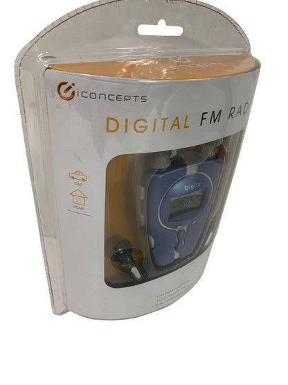 iconcepts Digital FM Radio Sealed New Earphones LCD Clock