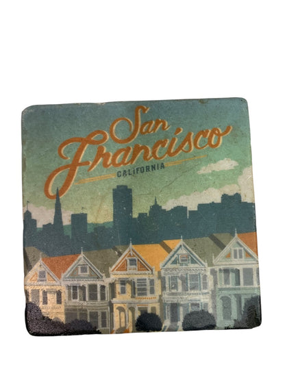 San Francisco Tile Cork Backed Souvenir Drink Coaster 4 Inch