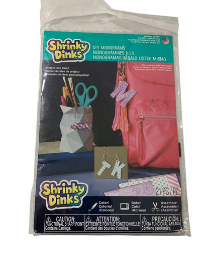 Shrinky Dinks 21 Piece Monograms Color Bake Assemble Craft Age 6 Up New