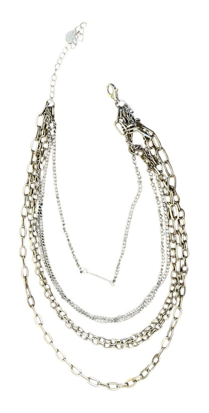 Icing MultiStrand Layered Chain Link Silvertone Goldtone Adjustable Necklace 15"