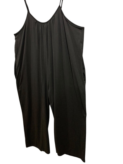 5XL Black Jersey Knit Jumpsuit Sleeveless Pockets Womens