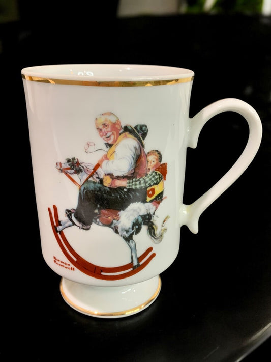 1981 Norman Rockwell Porcelain Pedestal Mug "Gramps at the Reins" The Danbury Mint