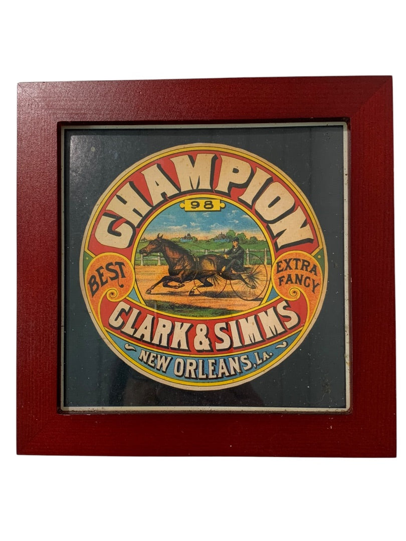 Framed Retro Style Label Champion New Orleans 7.1 Inch Square