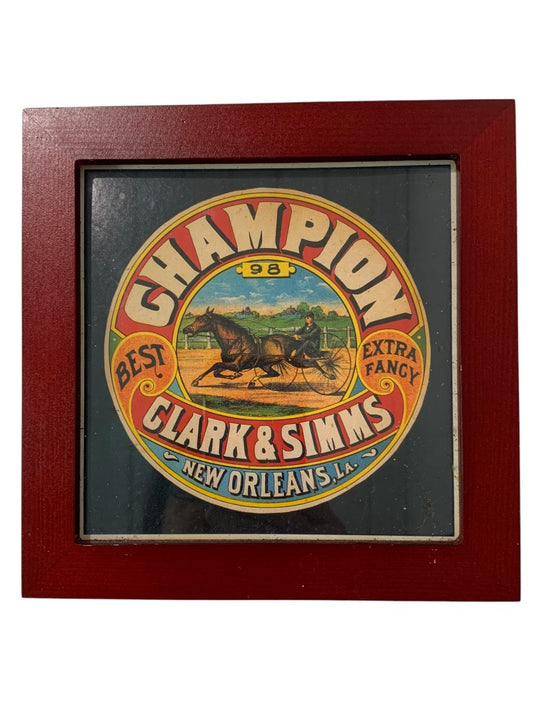 Framed Retro Style Label Champion New Orleans 7.1 Inch Square