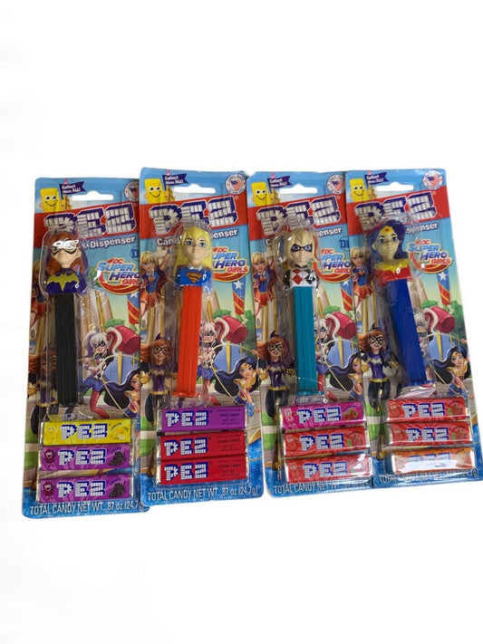 Set of 4 Sealed Pez Dispensers and Candy DC Super Hero Girls