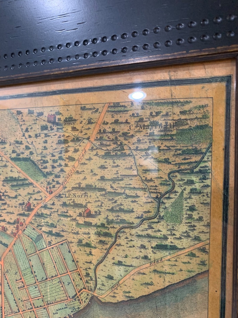 Reproduction 1802 Framed Map of Philadelphia Wooden Frame 34.5 x 26.5 Inches