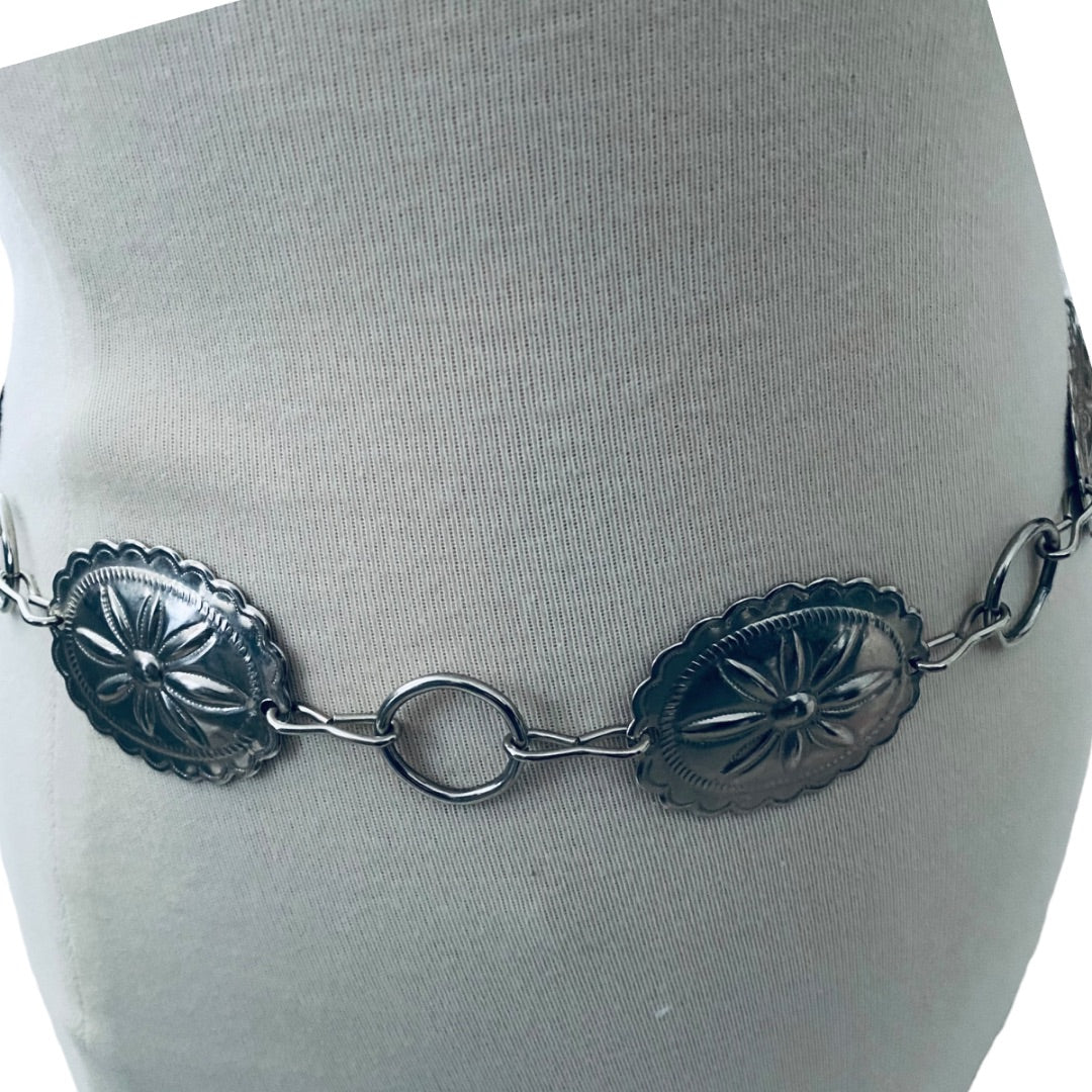 Vintage Silvertone Link Medallion Belt Adjustable to 33 Inches