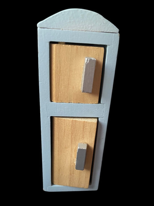 Wooden Dollhouse Miniature Kitchen Cabinet Blue Refrigerator 5 Inch