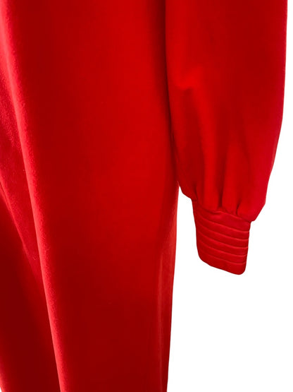 Size 14 Vanity Fair 1970s Womens Red Half Zip Robe Long Sleeve Dacron Polyester