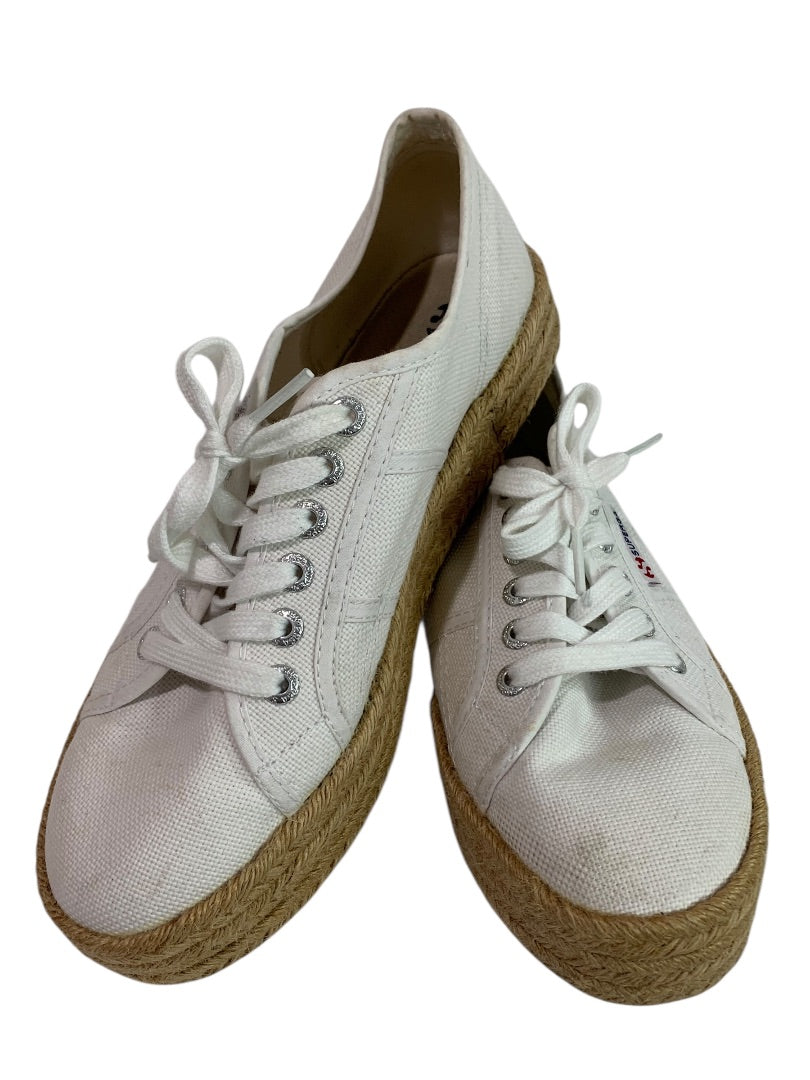 Size 39 Superga Womens Espadrille Canvas White Sneakers Platform