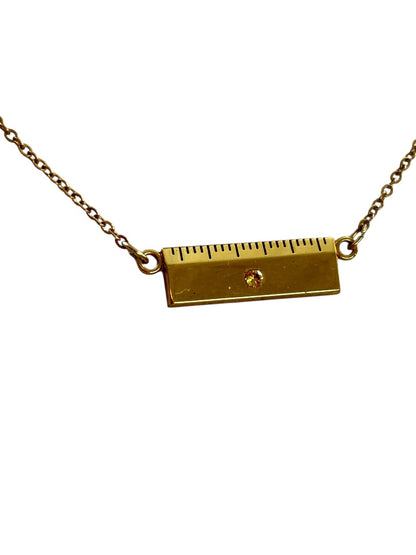 Vintage Leavens Ruler 15 inch Necklace Pendant Peridot Teacher Carpenter