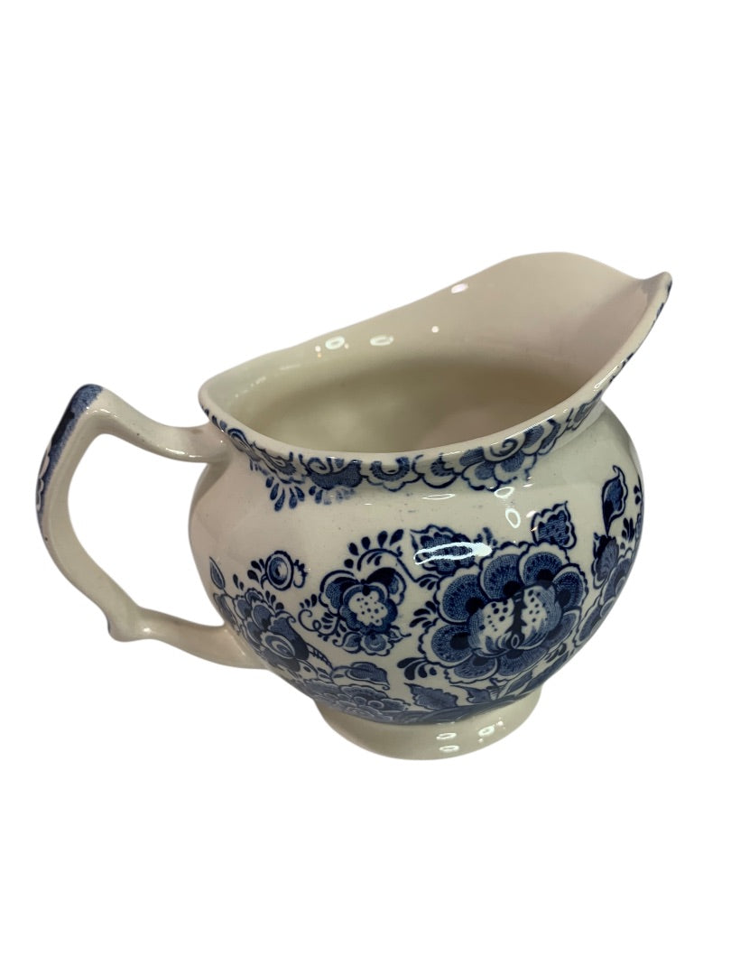 Staffordshire Sudbury Square Blue Creamer Vintage 4 Inch