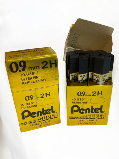 Pentel Super Refill Leads 21 Tubes .9mm 2H (0.036") Ultra Fine Hi-Polymer