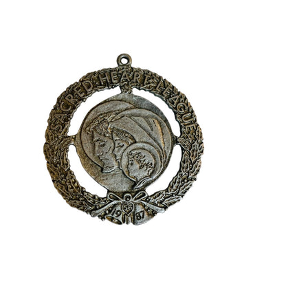 1987 Christmas Ornament Sacred Heart League Small 1.5 Inch Metal