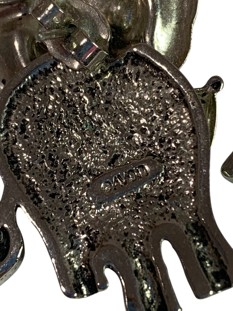 Signed Avon Vintage Articulated Silvertone Elephant Earrings Post Pierced 1.25 Inch