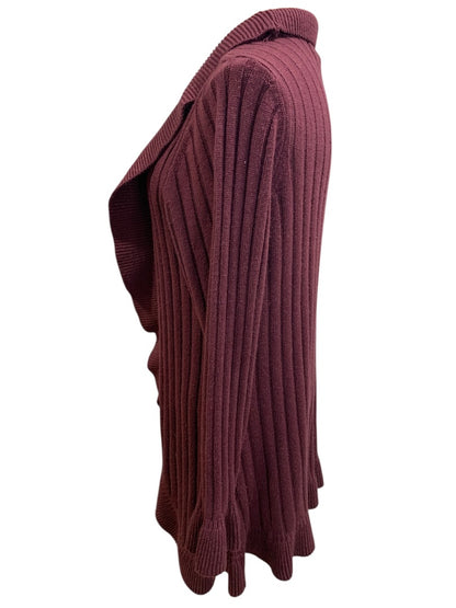 18/20 Avenue Sweater Collection Womens Eggplant Open Cardigan