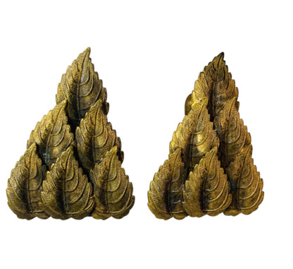 Vintage Goldtone Shoe Clips 2 Inch Leaves Antiqued Look