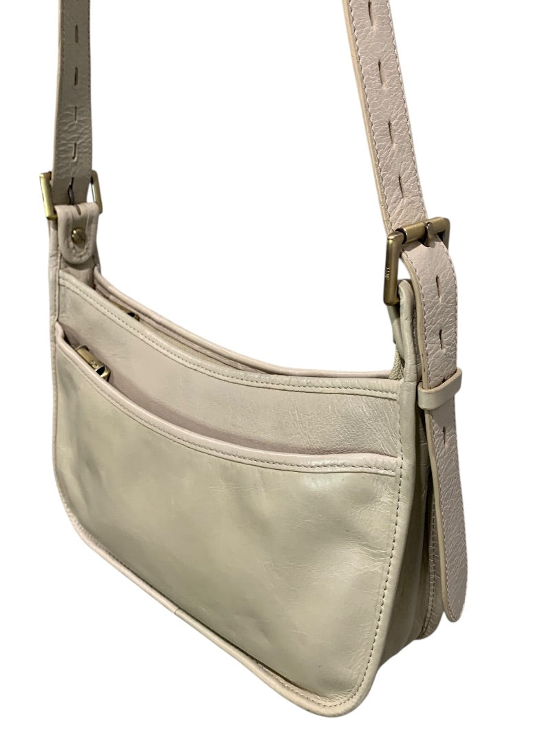 Hobo Brand Beige Leather Shoulder Bag Crossbody Strap Adjustable Zip Top