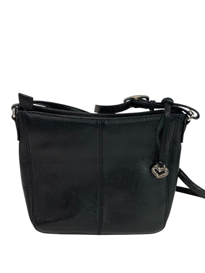 Brighton Black Embossed Crossbody Handbag Pebbled Leather