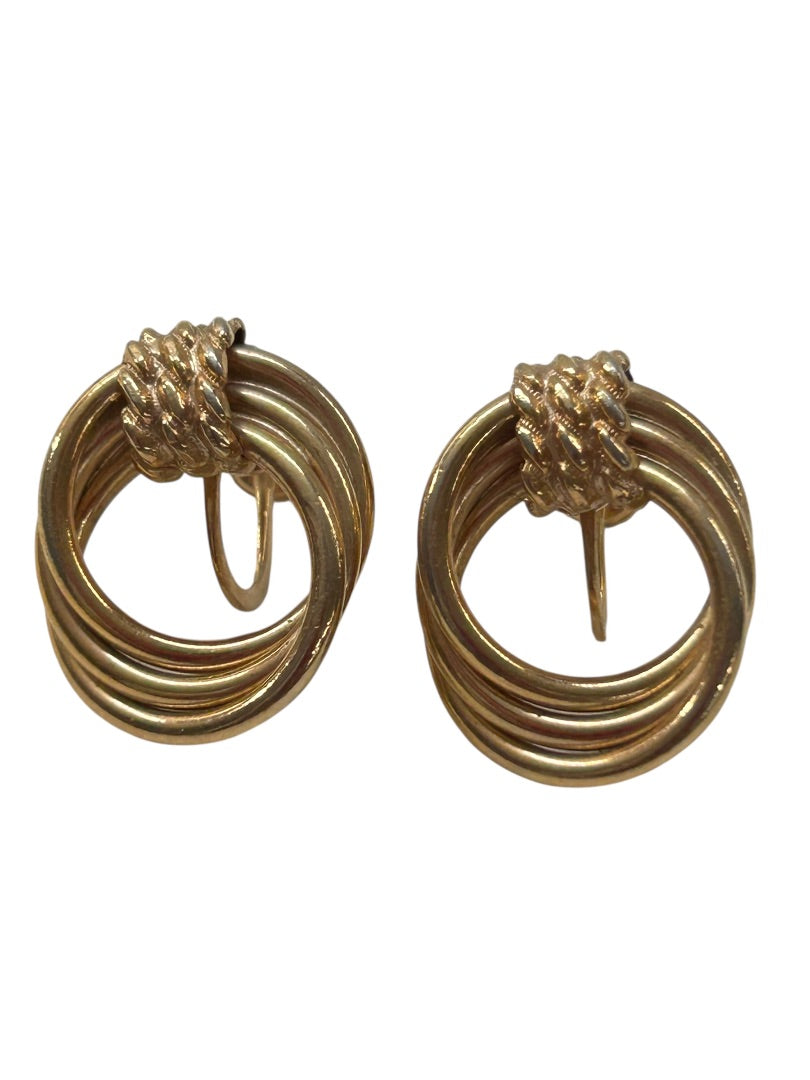 Vintage Goldtone Non-Pierced Screwback Earrings .9 Inch Diameter