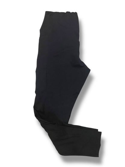 1XL Womens Black Leggings Soft Side Stash Pockets High Waist Full Length