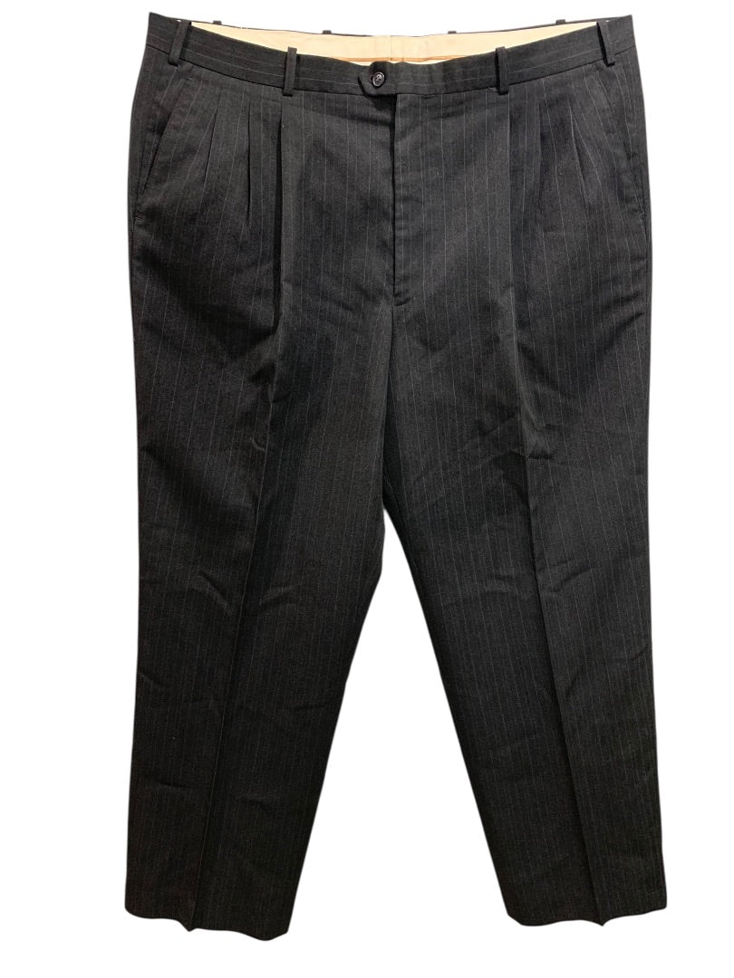 42R Vanetti Mens Black Pinstripe Suit Dress Pants 30 Inch Inseam