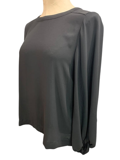 XS Loft Womens Black Blouse Shirt Long Banded Sleeve
