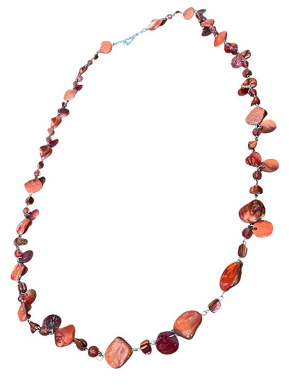 Lane Bryant Adjustable Orange Plastic Beaded Silvertone Necklace 45 Inch