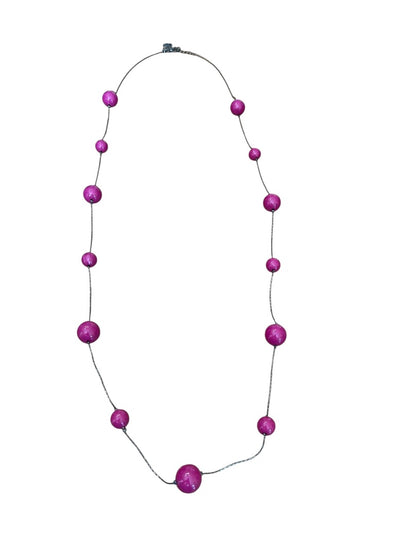 Express Pink Sphere Bead 45 Inch Strand Necklace Gun Metal Silver Lobster Clasp