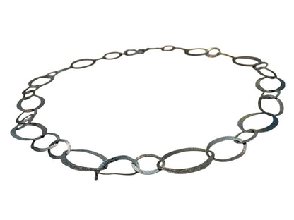 Large Oval Interlinked Chain Necklace Gun Metal 34 Inch Hook Closure
