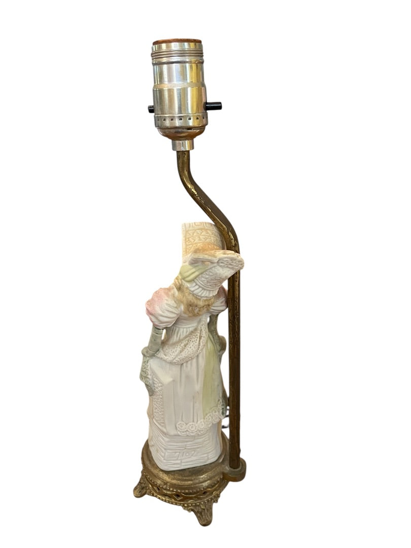 Vintage Table Boudoir Lamps Figural Victorian Man Woman Porcelain 14.5"h F30