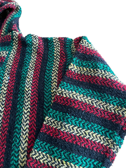 XL Baja Joe Warm Yourself Not the Earth Striped Rasta Hippie Hoodie Pocket
