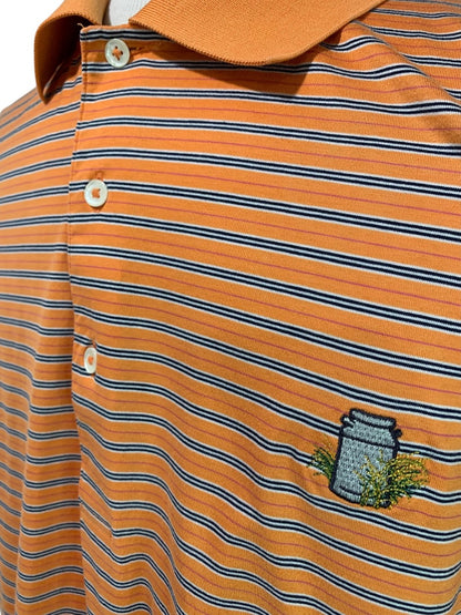 XL Fairway & Greene Mens Golf Polo Shirt Orange Striped Short Sleeve