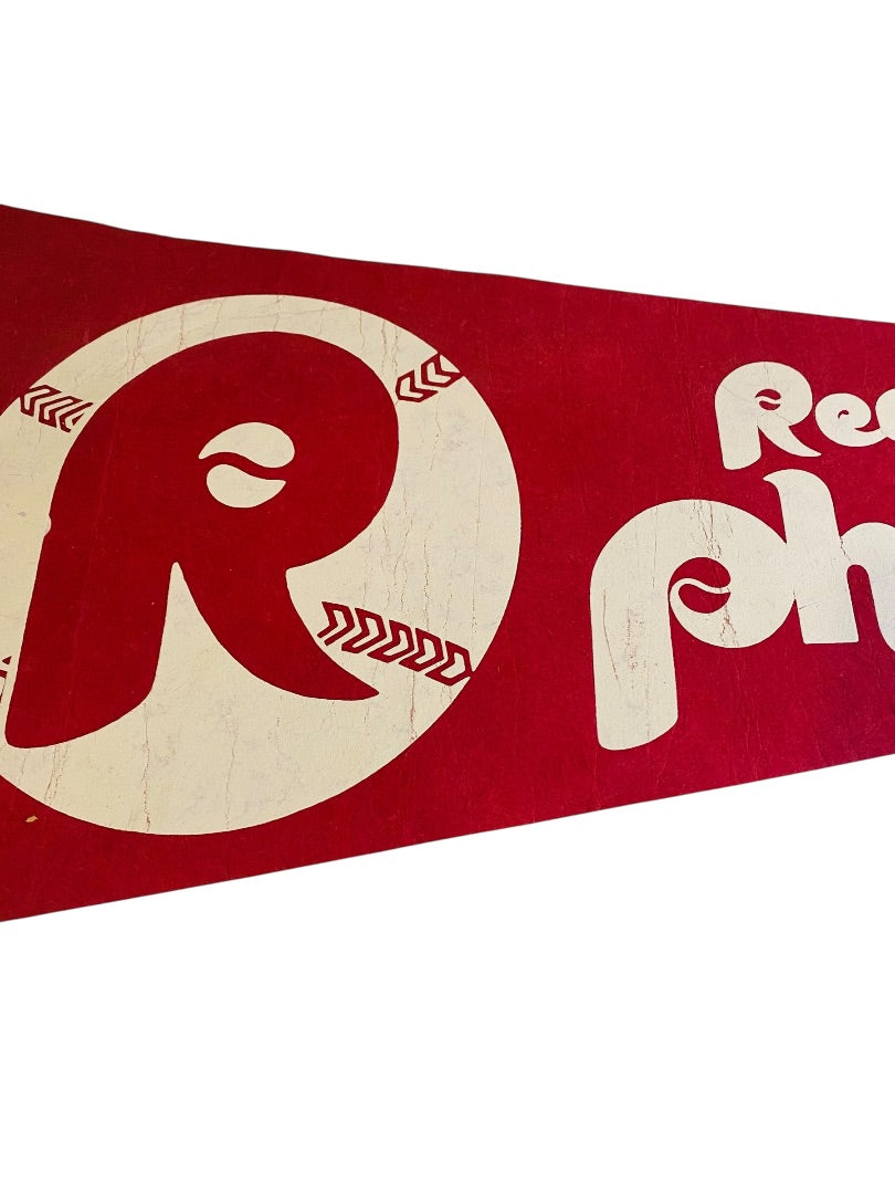 Vintage 30 Inch Reading Phillies Pennant Souvenir Felt Flag Baseball