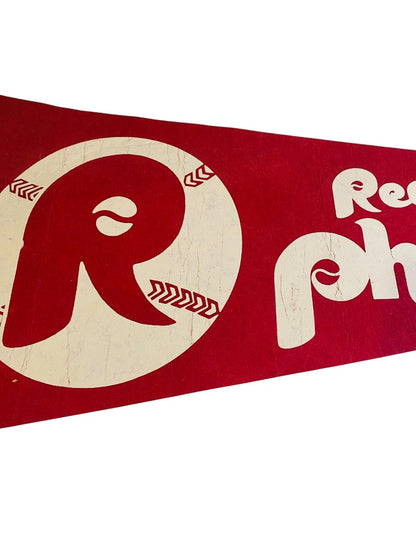 Vintage 30 Inch Reading Phillies Pennant Souvenir Felt Flag Baseball
