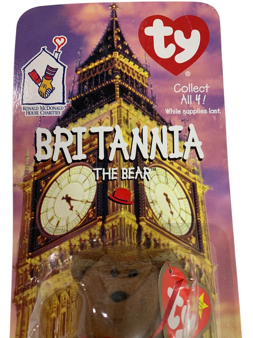1999 McDonalds Brittania The Bear Ty Beanie 5.5" with Package