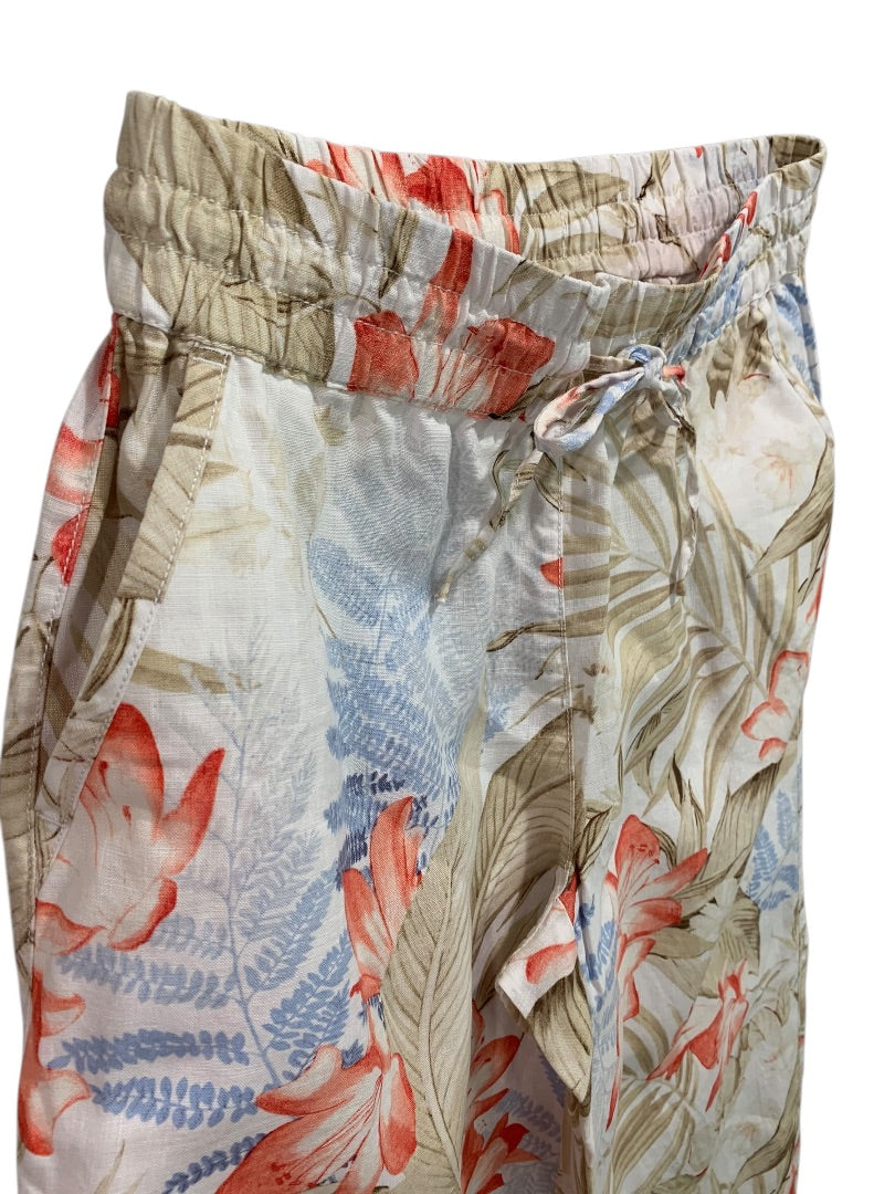 Small Tommy Bahama Womens Tropical Print Linen Pants Pull On