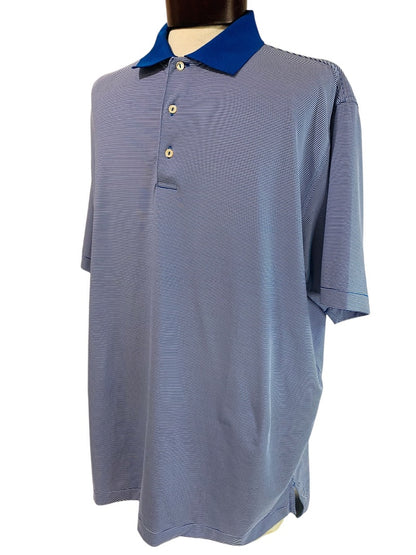 XL Peter Millar Mens Summer Comfort Blue White Stripe Golf Polo Shirt