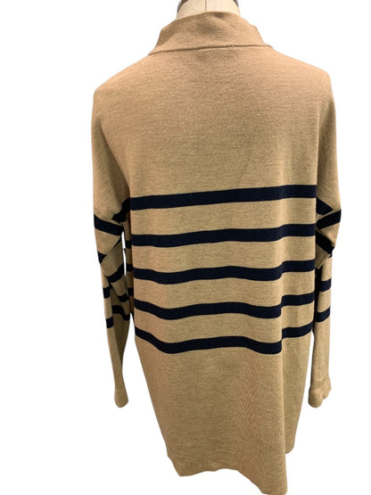 Size 42 Basler Womens Tunic Sweater Brown Black Stripe Mock Turtleneck