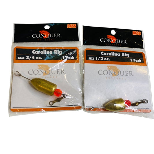 New Conquer Outdoors Bass Fishing Carolina Rig 3/4 oz. Set of 2 Weights